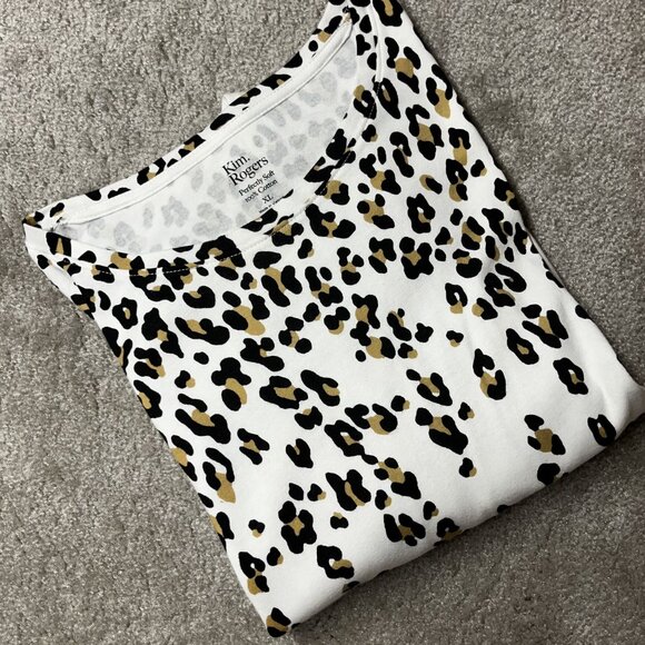 Kim Rogers Womens XL Leopard Print Top‎ 100% Cotton - Picture 8 of 8